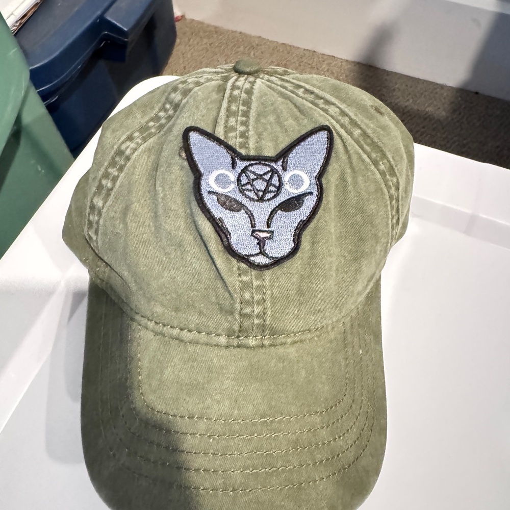 Green Cap with Cat patch